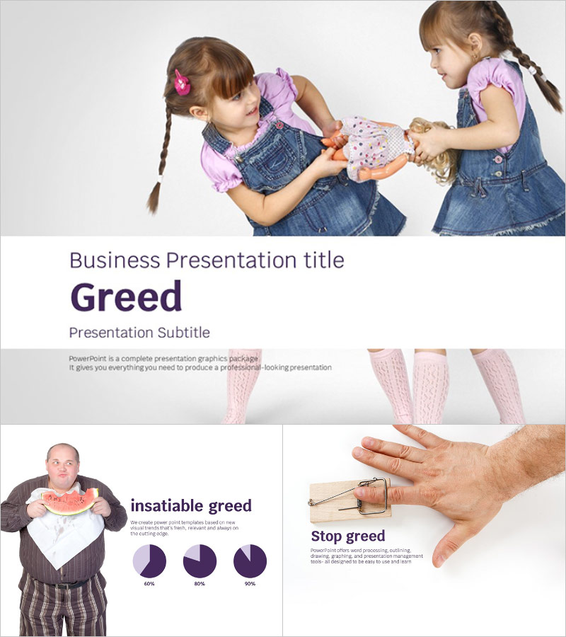 탐욕을 표현한 ZEN형 프레젠테이션 템플릿 – 감정적인 메시지 전달