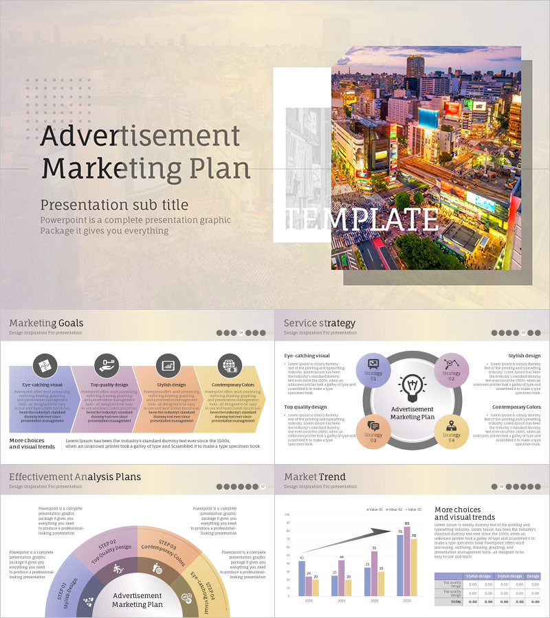 Advertisement Marketing Plan PPT Template – Dynamic Design with Vibrant Colors