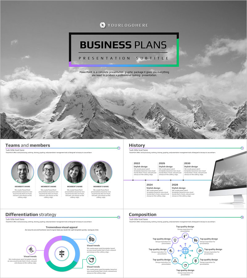 Business Plan PowerPoint Template – Professional Design with Gradient Theme