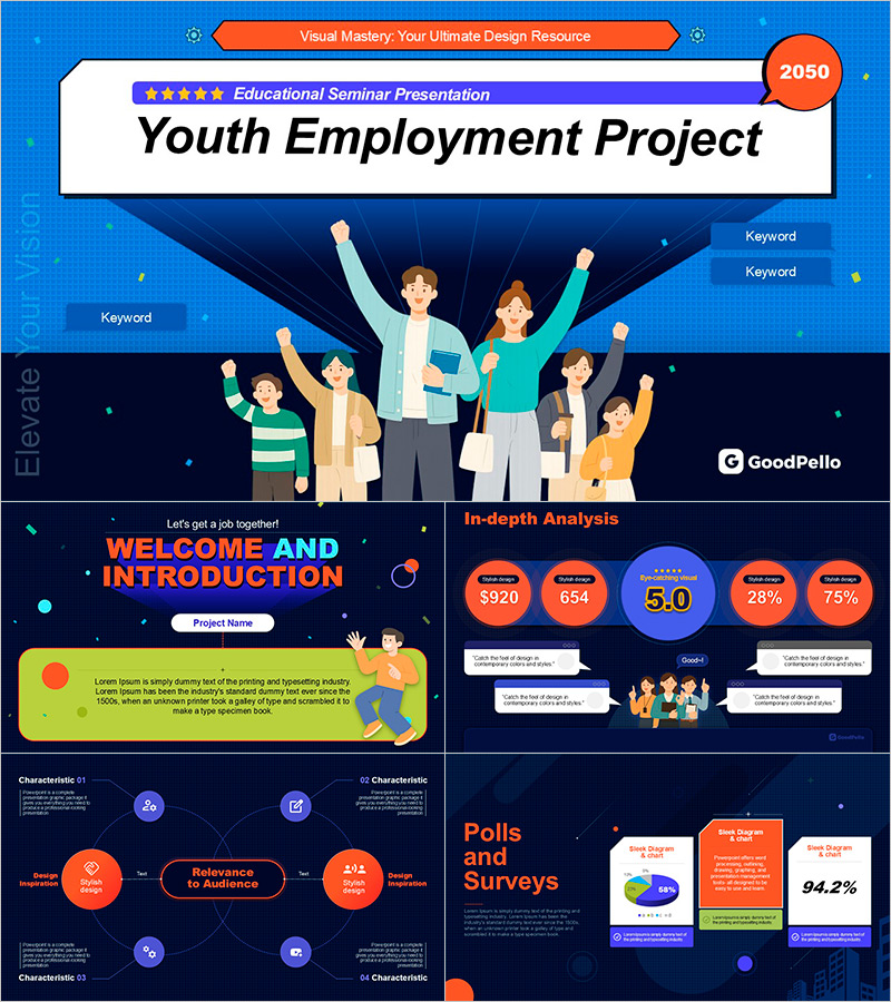 Template for Presentation of Youth Employment Project – Professional Design for Educational Purposes