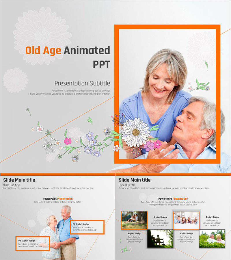 중년 부부 애니메이션 피피티 템플릿 – 동적 디자인으로 여유로운 이야기 전달