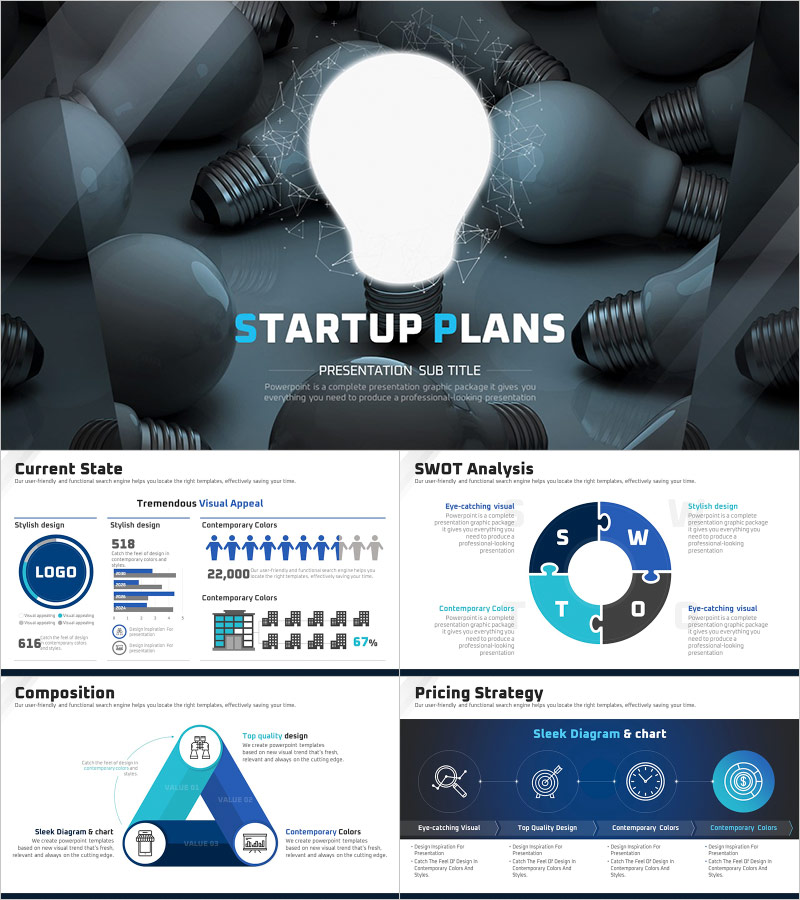 스타트업 사업계획서 PPT 템플릿 – 현대적이고 세련된 디자인