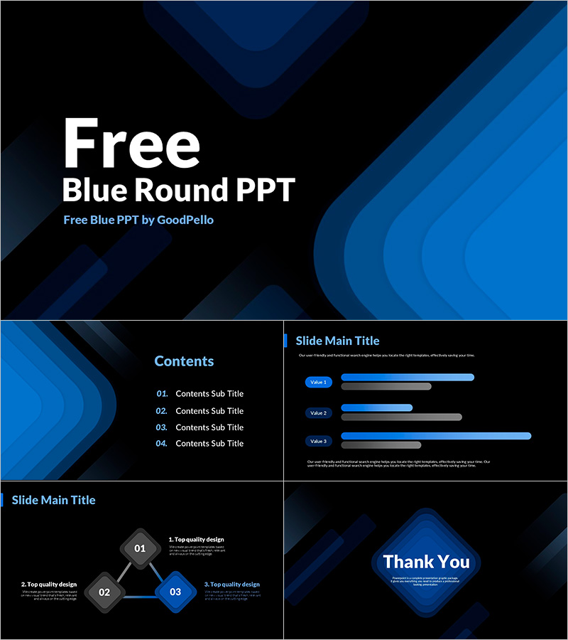 Useful Free Blue Round PowerPoint Template