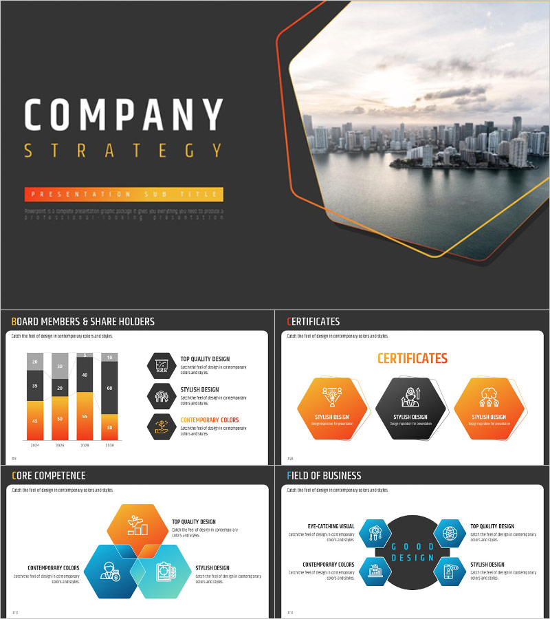 육각형 회사소개서 PPT 템플릿 – 전문적이고 세련된 디자인