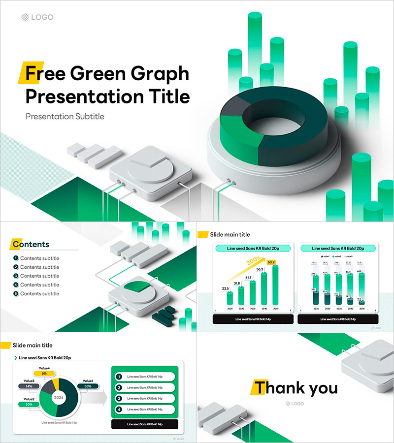 Visually Appealing Free Green Graph Template
