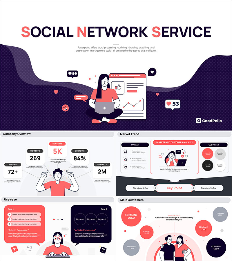 Trendy Social Network Service Illustration Template – Modern Product Introduction