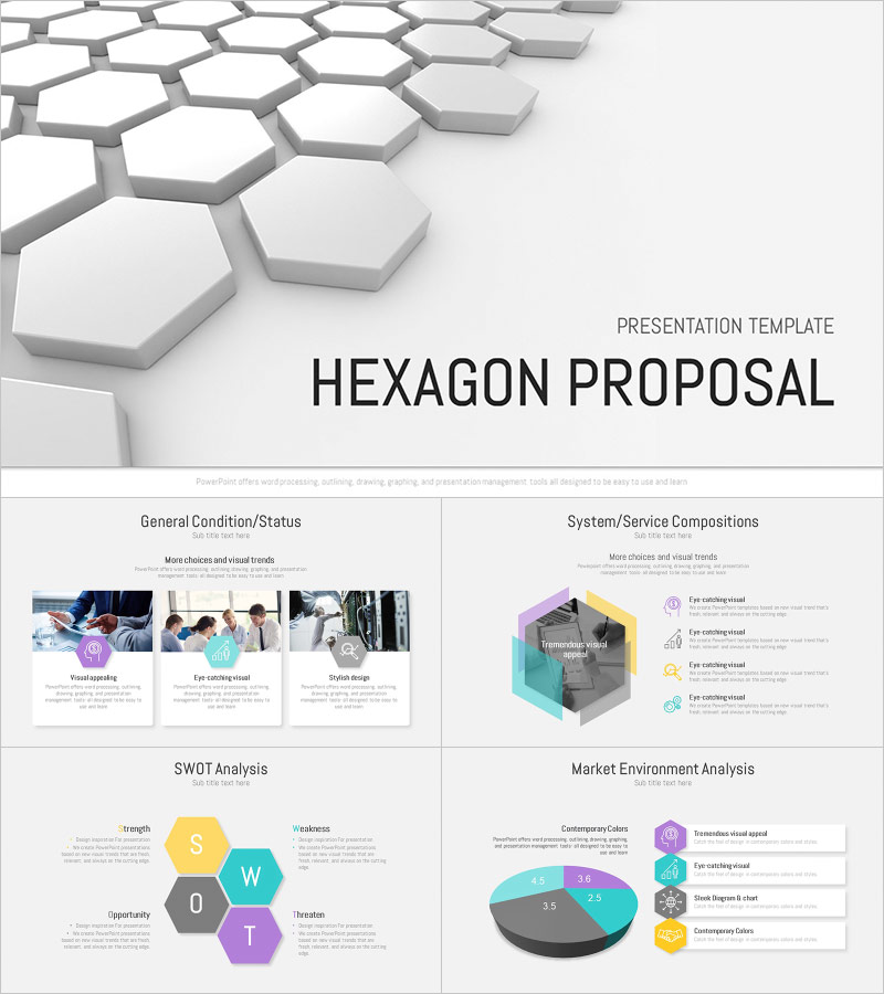 육각형 제안서 PPT 템플릿 – 창의적이고 시각적으로 디자인된 전략 발표