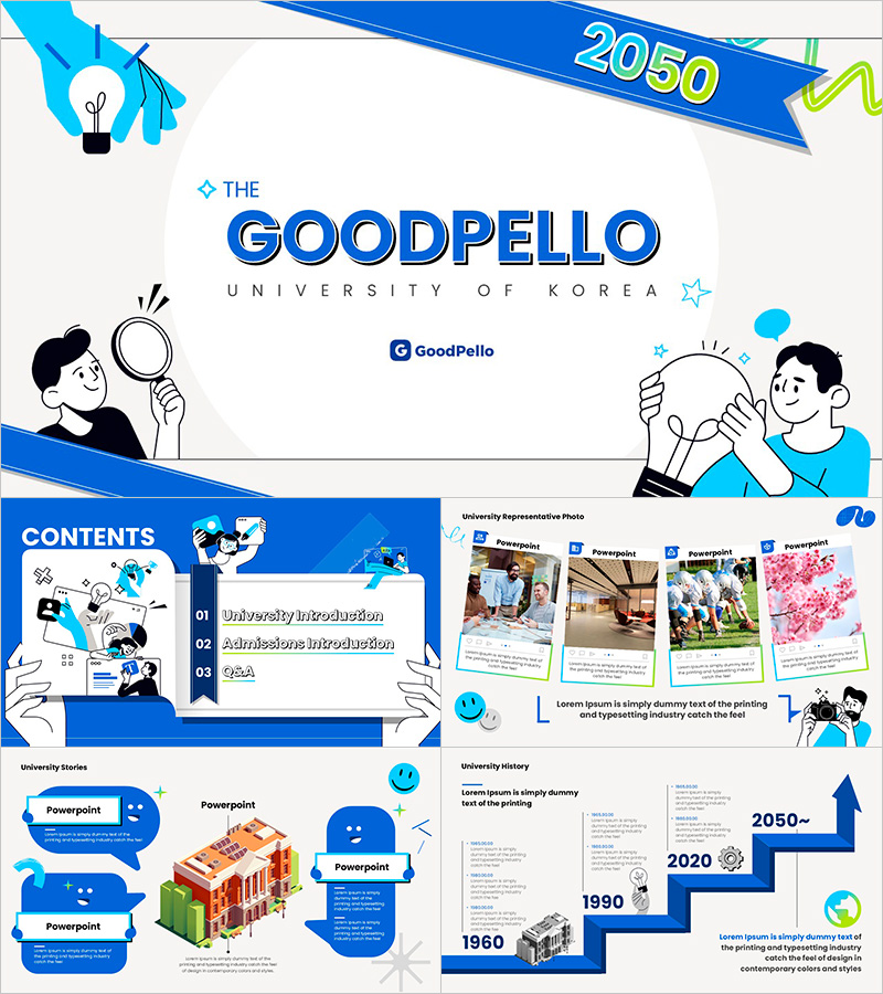 College Admissions Guide PowerPoint Template – Intuitive Illustration Design
