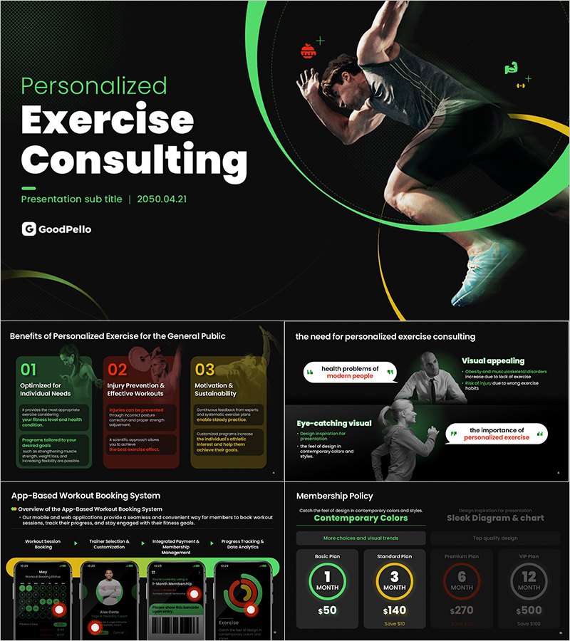 Personal Exercise Consultation Proposal PPT Template – Tailored for Health Experts