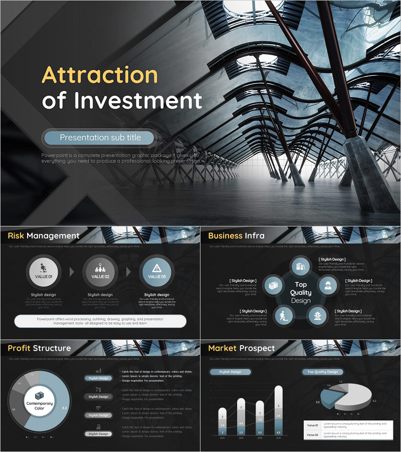 Architecture Investment Presentation Template – Modern Design and Data Visualization