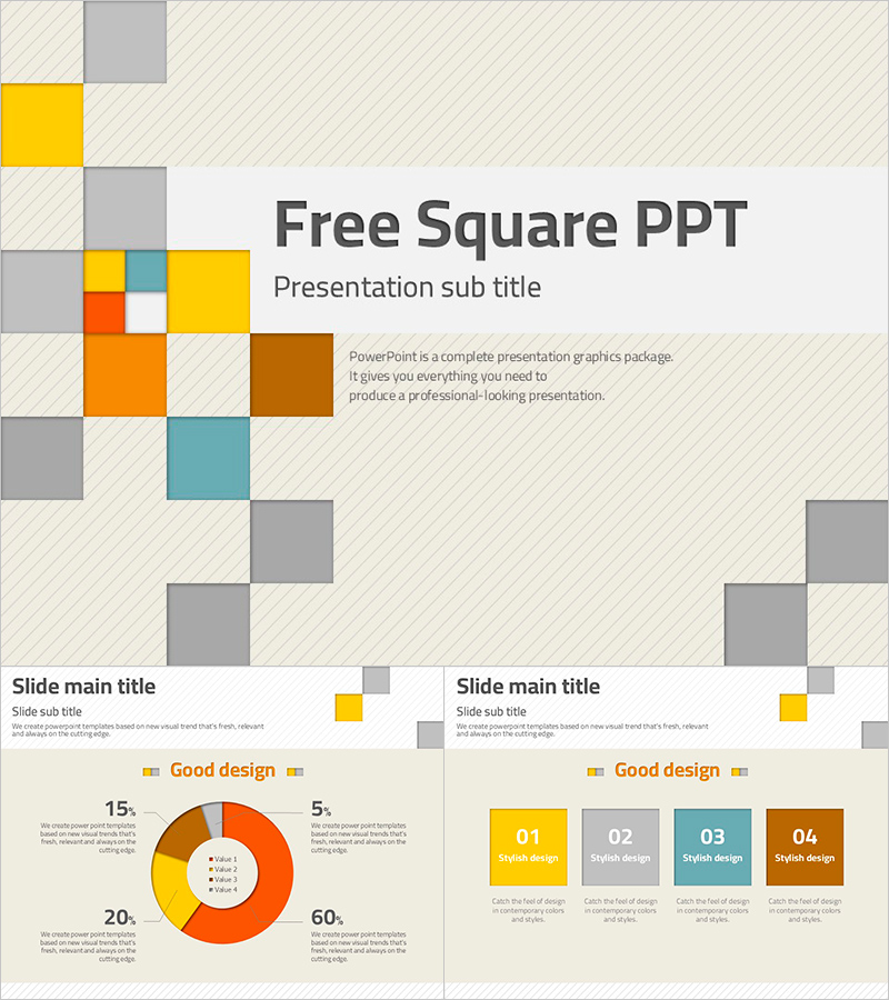 세련된 네모 패턴 무료 PPT 템플릿