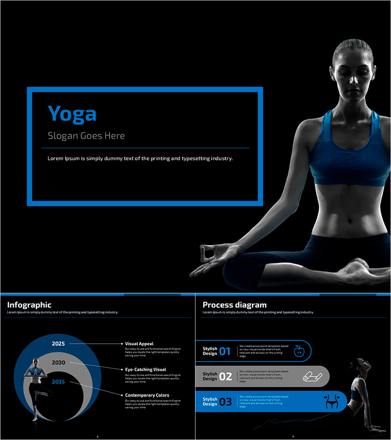 요가 애니메이션 PPT 템플릿 – 시선을 끄는 동적 요가 프레젠테이션