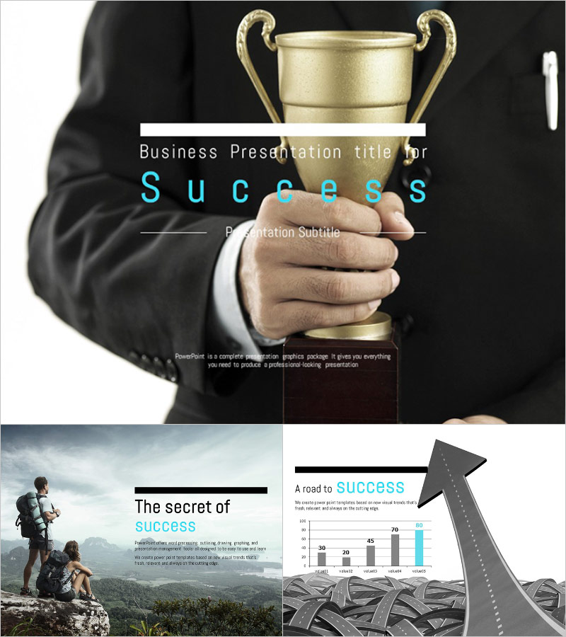 성공을 주제로 한 ZEN 프레젠테이션 – 메시지를 강하게 전달하는 감성 디자인