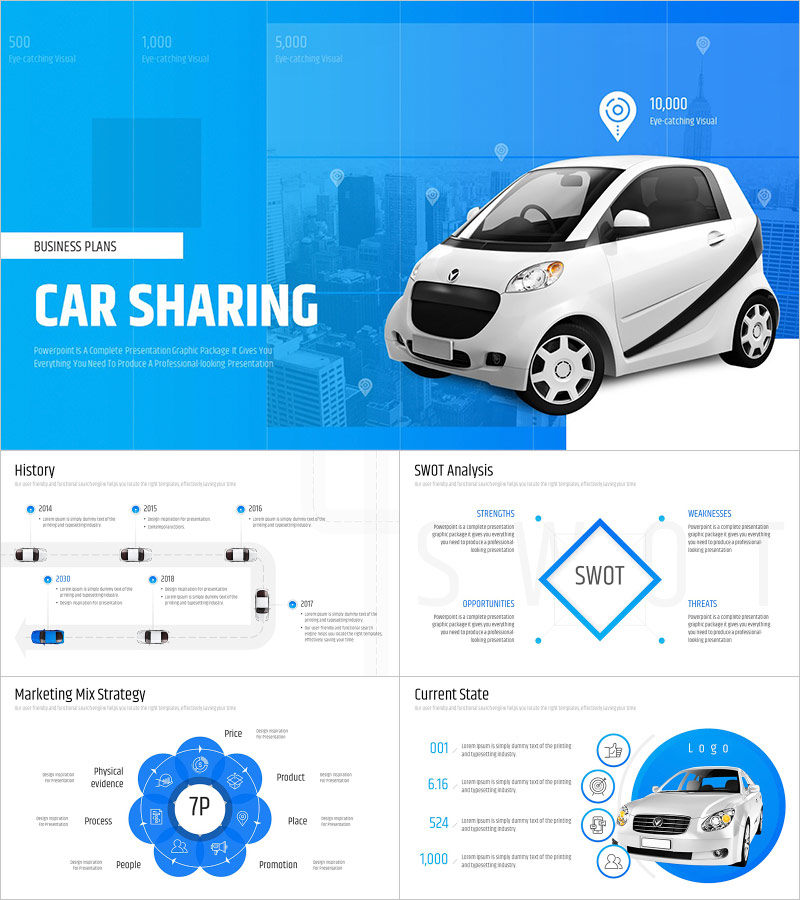 Car Sharing Business Plan PowerPoint Template – Professional Visual Structure