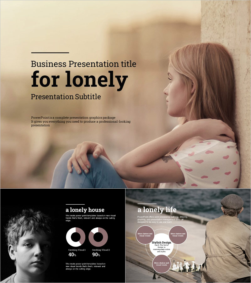 고독 테마의 PPT 템플릿 – 감정과 사색을 담은 슬라이드 디자인