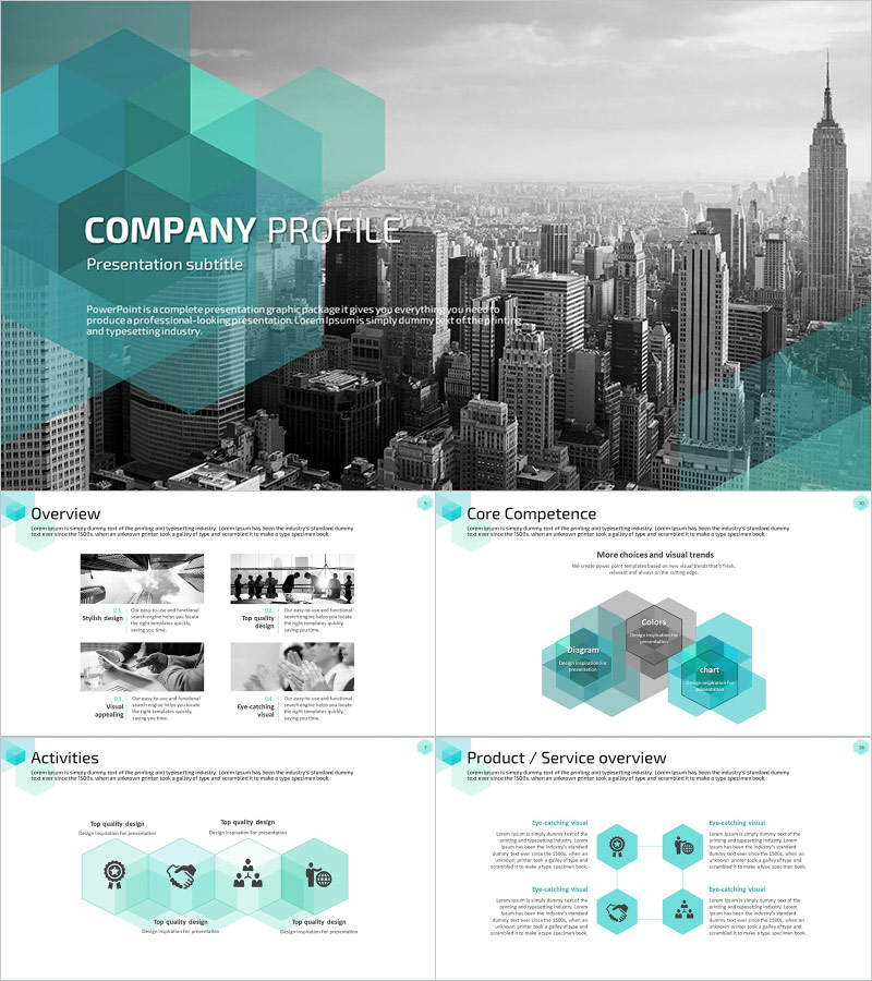 Hexagon PowerPoint Template Strategy – Stylish Design in Teal and Green
