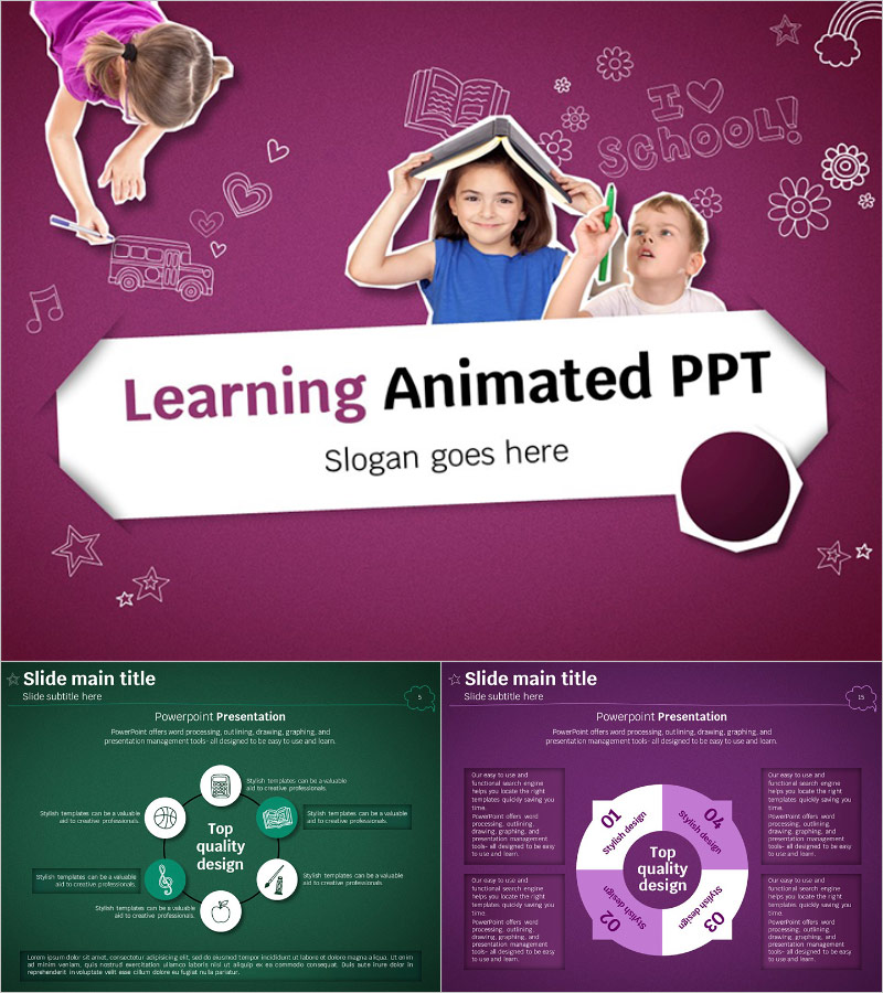 학습 일러스트 애니메이션 PPT 디자인 – 재미있고 시각적인 학습 경험 제공