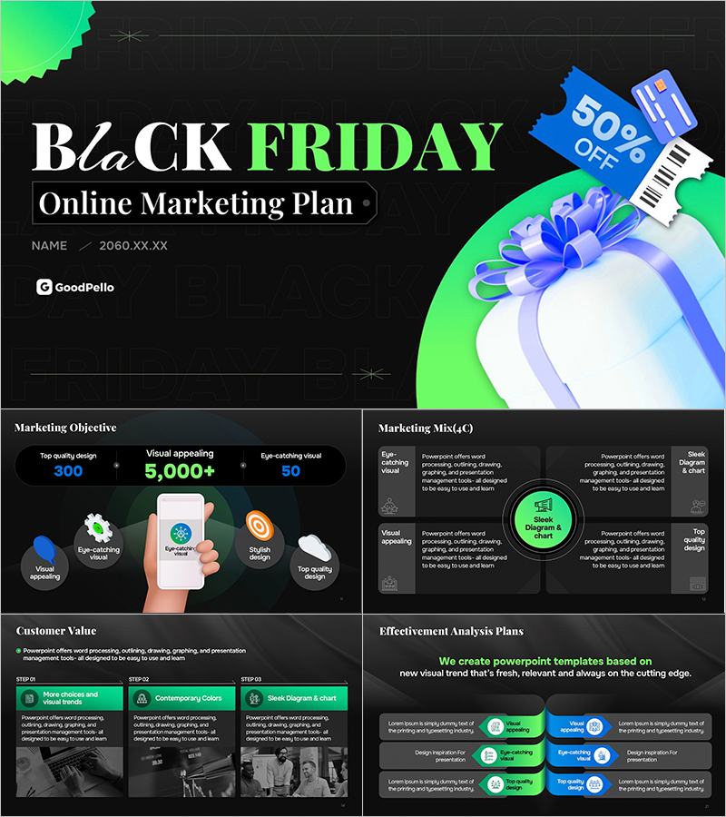Black Friday Marketing Plan Presentation Template – Effective Visual Design