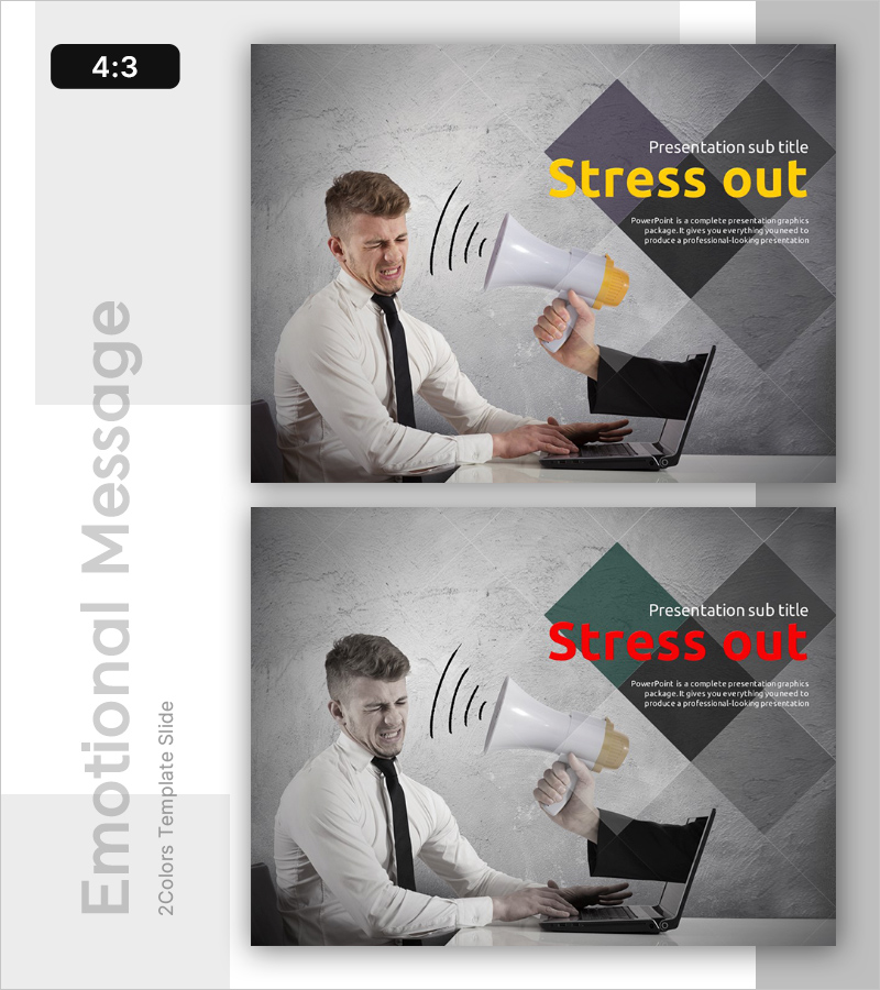고통받는 비즈니스맨 – 스트레스를 시각화한 슬라이드