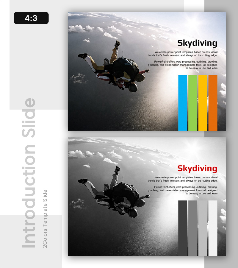 스카이다이빙 소개 프레젠테이션 템플릿 – 도전과 스릴