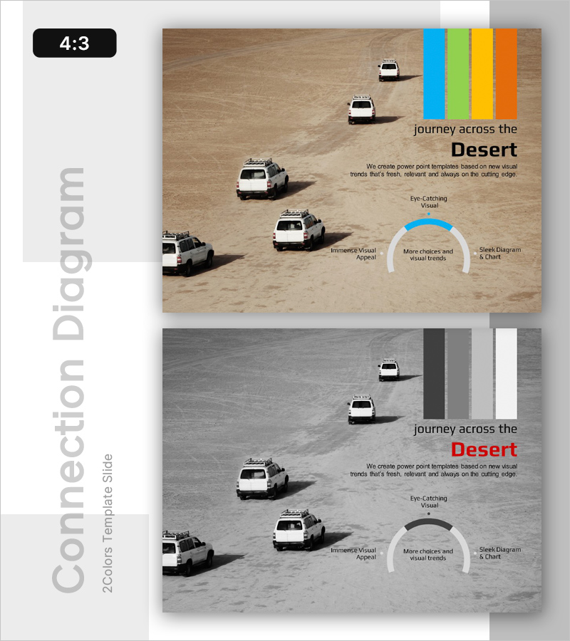 사막을 가로지르는 여행 – 제품 소개 슬라이드