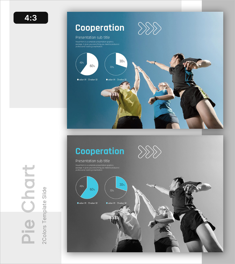 팀 협력 비교 파이형 차트 – 효과적인 데이터 시각화