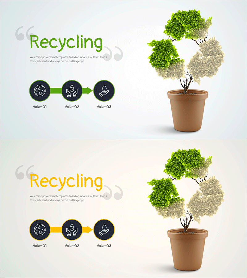 리사이클링 진행 과정을 시각화한 슬라이드