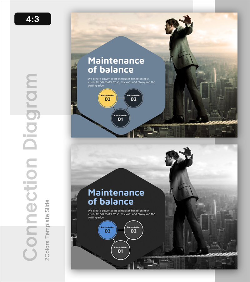 균형 잡힌 사업 전략 슬라이드 – 비즈니스 비전과 마케팅 접근