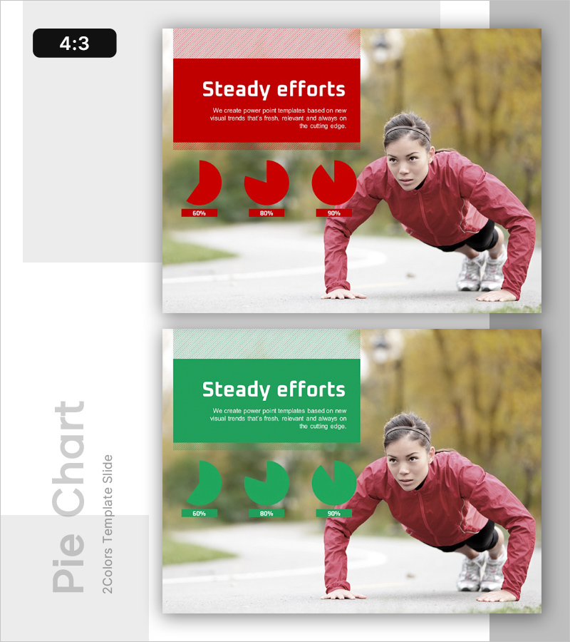 시장 점유율 분석을 위한 파이 차트 슬라이드 – 꾸준한 노력