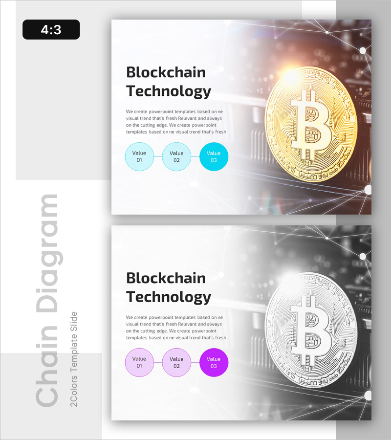 블록체인 기술을 위한 다이어그램 슬라이드