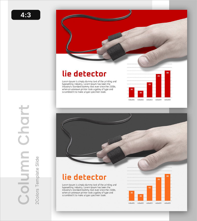 거짓말 탐지기로 진실성을 시각화한 슬라이드