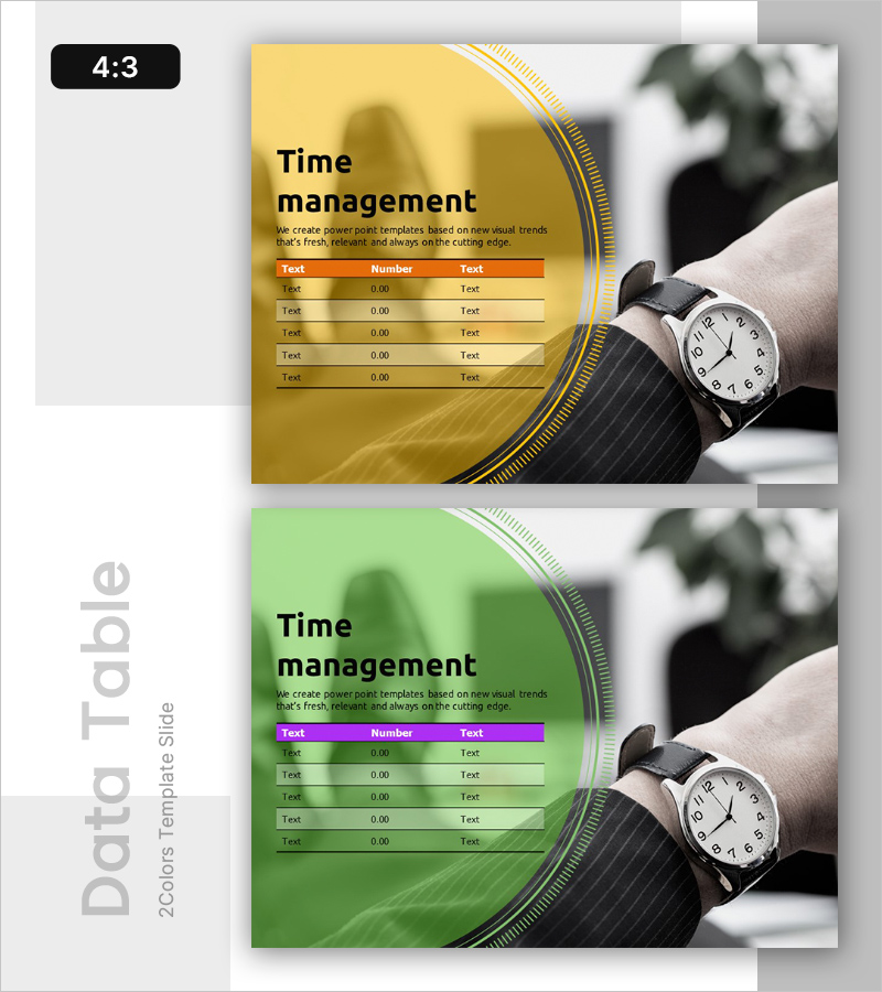 시간 관리 테이블표로 시장 분석을 위한 프레젠테이션