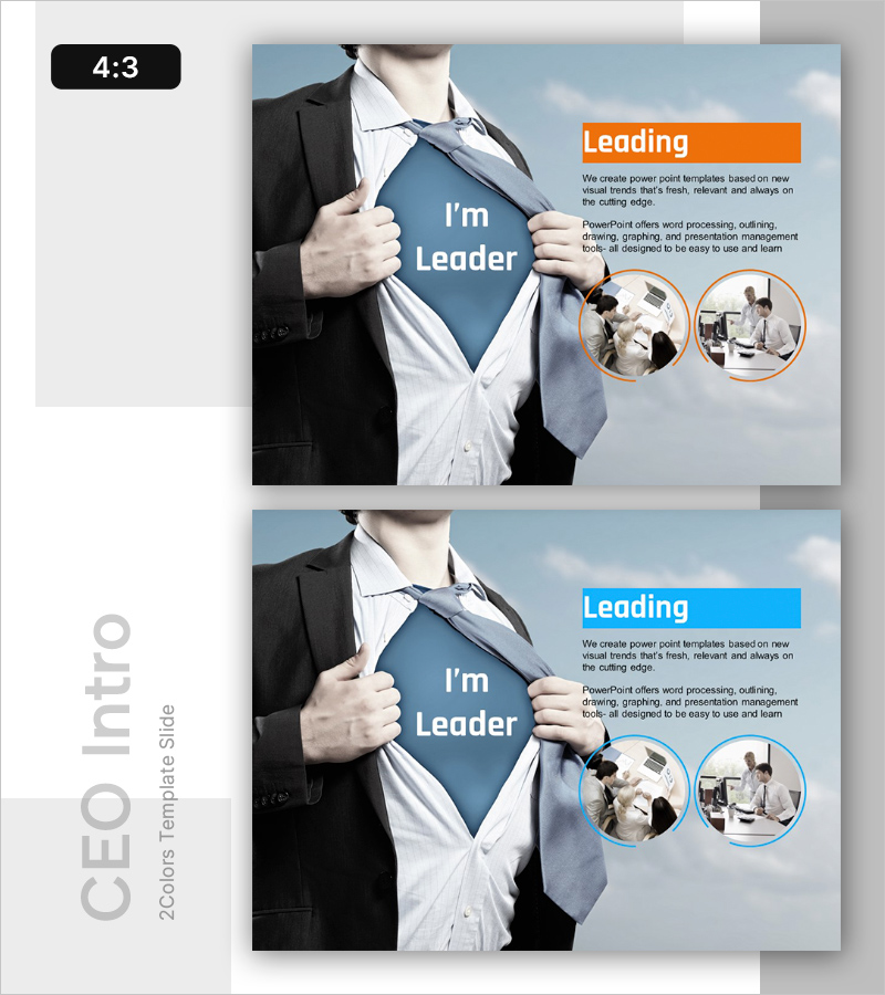 대표자의 리더십을 강조한 슬라이드 템플릿