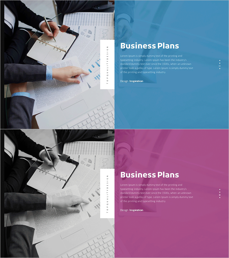 투자유치 프레젠테이션 템플릿 간지 – 비즈니스 계획 강조
