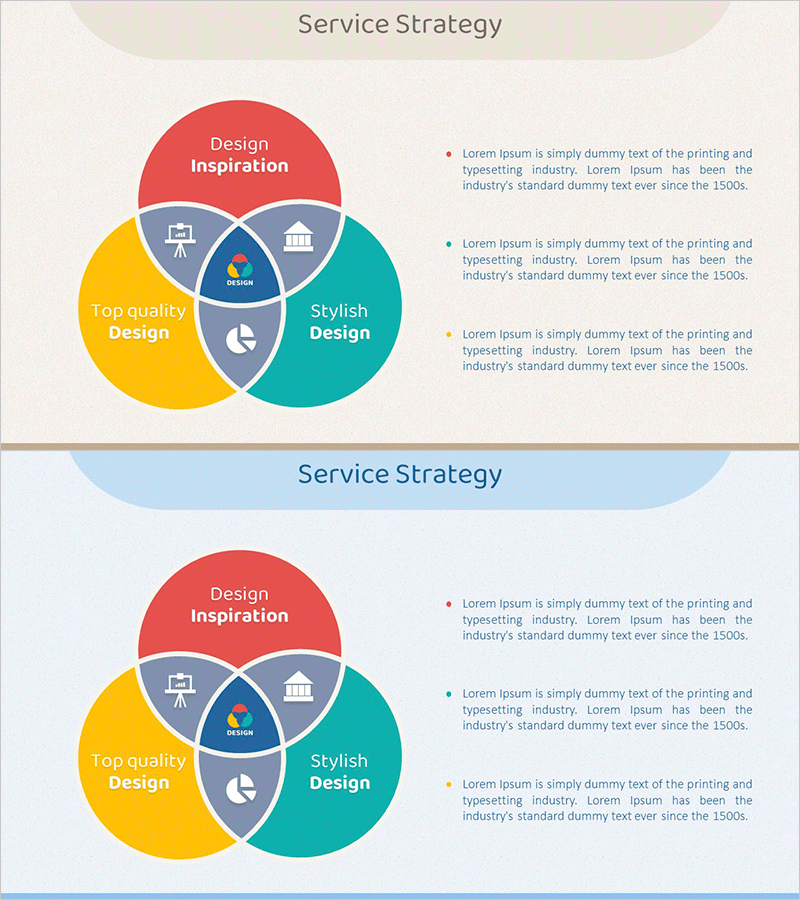 중첩 조각 원형 다이어그램 – 마케팅 전략과 서비스 구성도