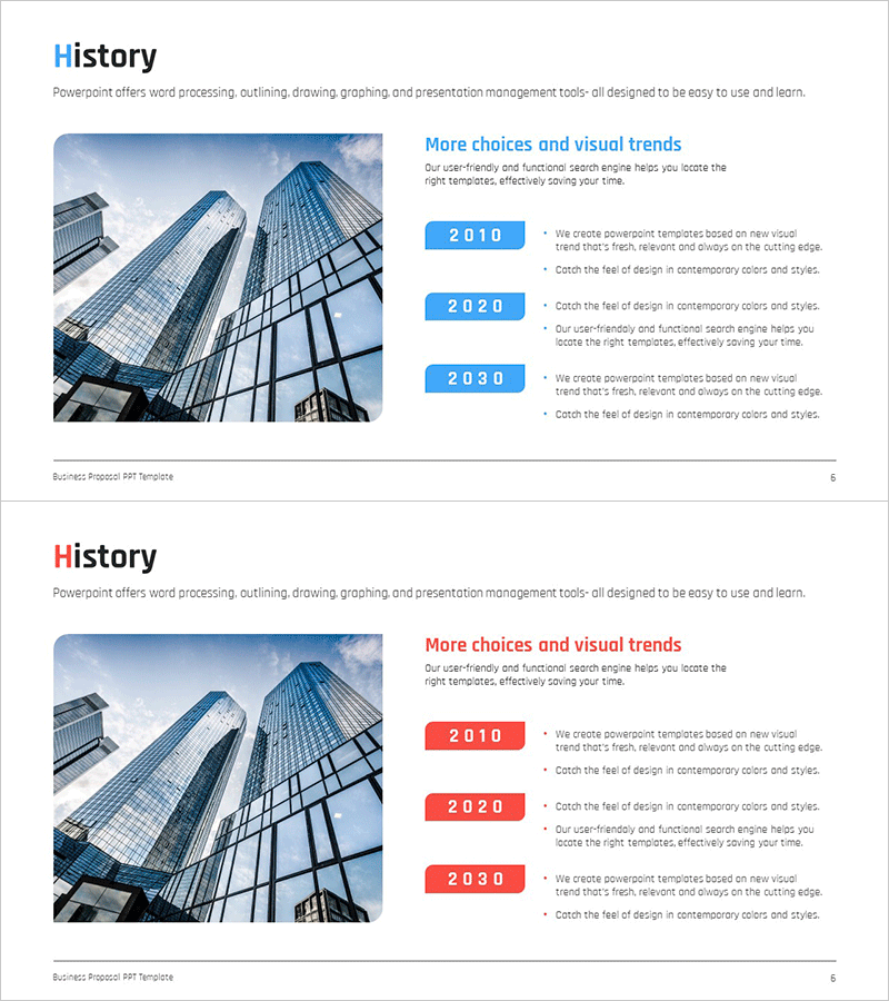 성공적인 회사 연혁 슬라이드