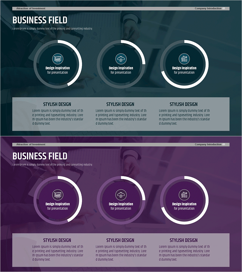 사업 영역 진행 분석 원 그래프 – 심플하고 스타일리시