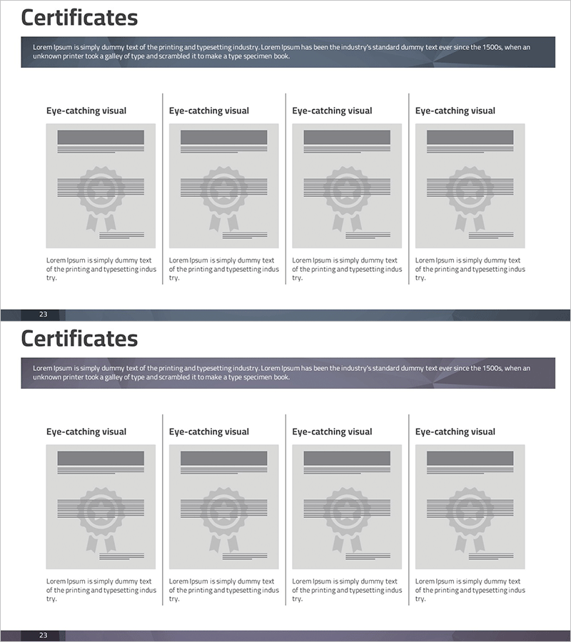 법률 인증서 내역 소개 – 주요 성과를 강조한 발표 슬라이드