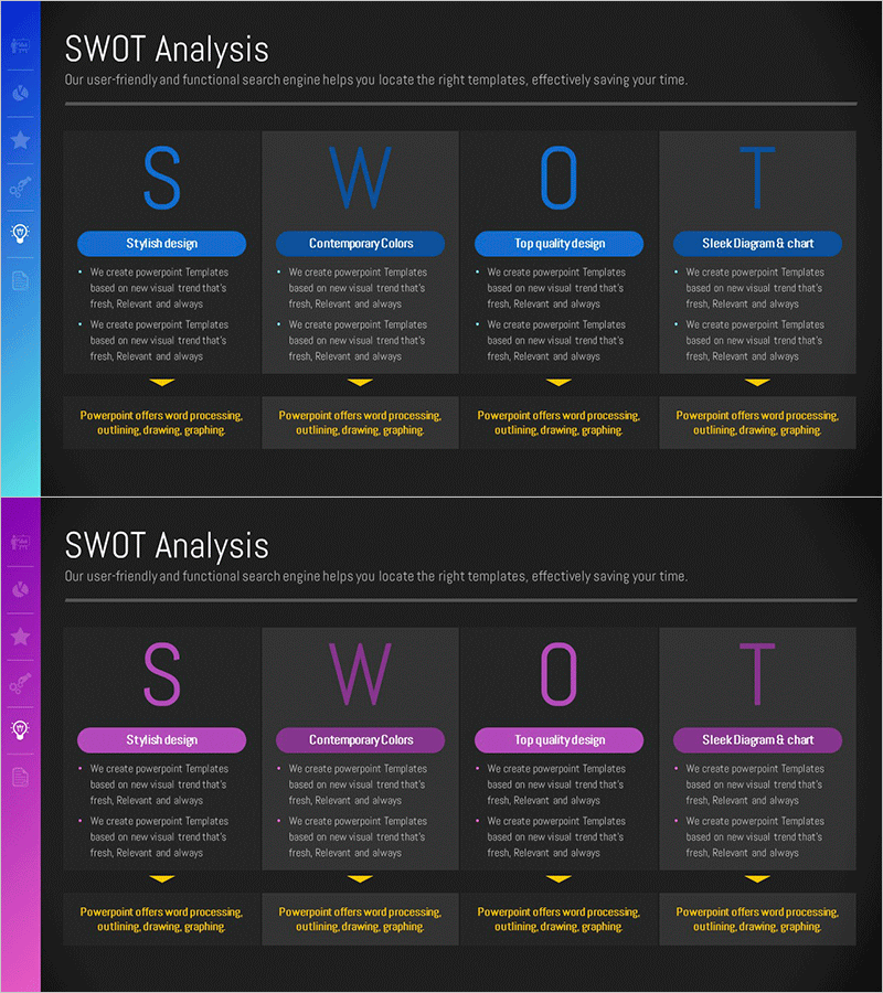 SWOT 분석 목표 다이어그램 – 시장 분석 최적화