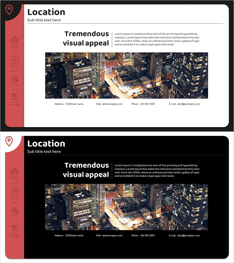 위치 및 회사 프로필 소개 – 비주얼 강조