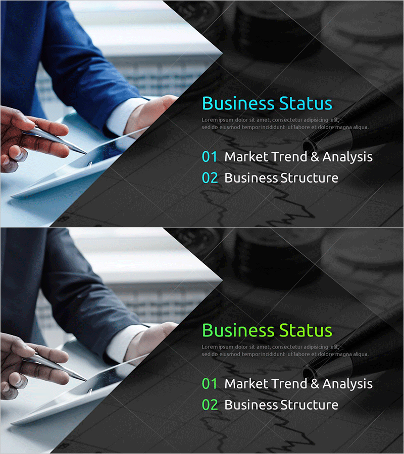 현황 분석을 위한 모던 IR 간지 슬라이드