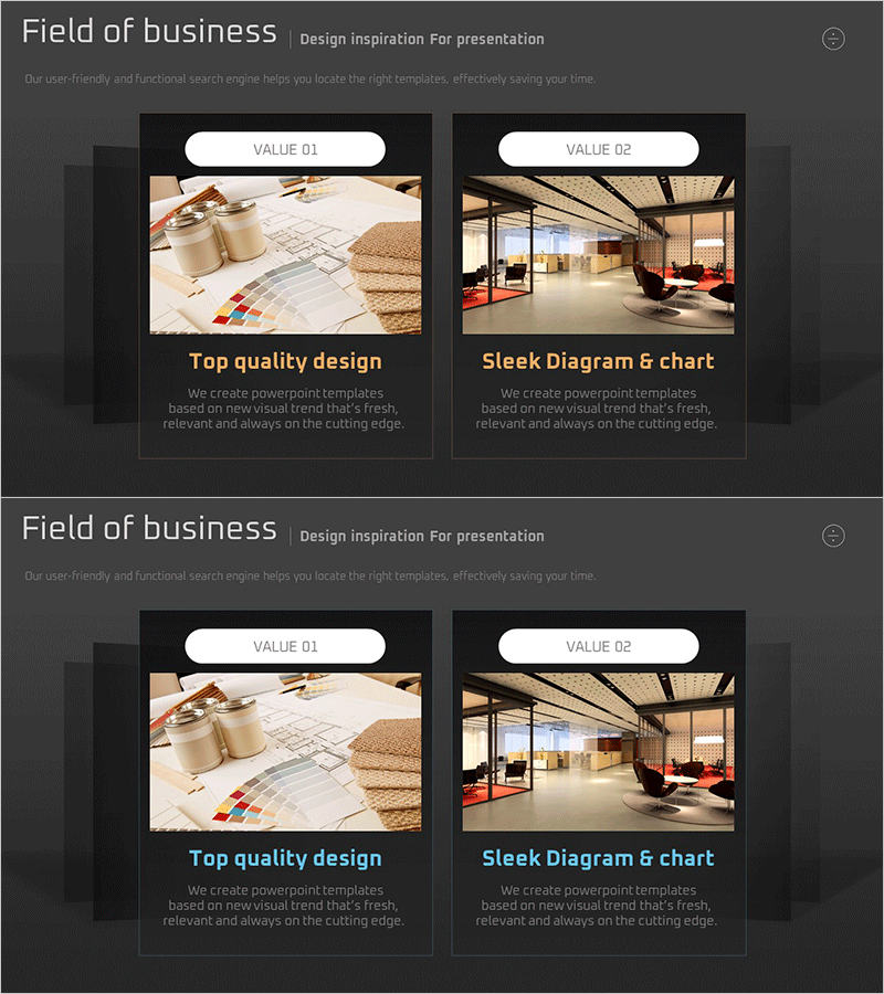 주요 사업 분야 소개 슬라이드 – 혁신적 사업 소개