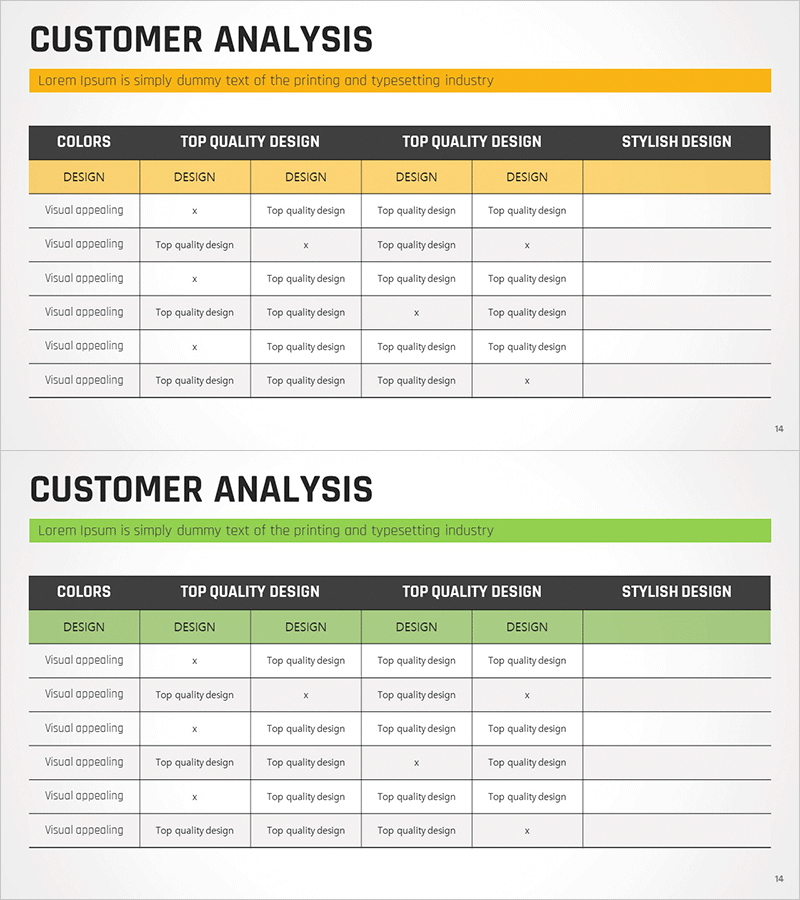 경쟁사 분석을 위한 테이블 슬라이드 – 시장 이해의 첫걸음