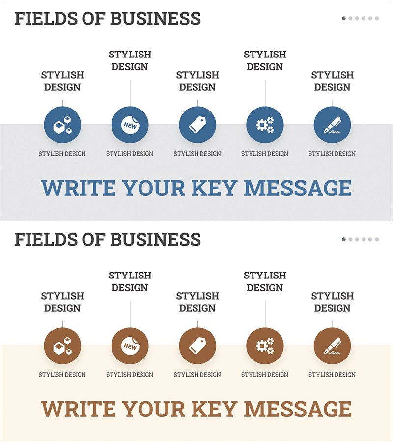 사업 영역을 한눈에 보여주는 폐쇄형 다이어그램 슬라이드