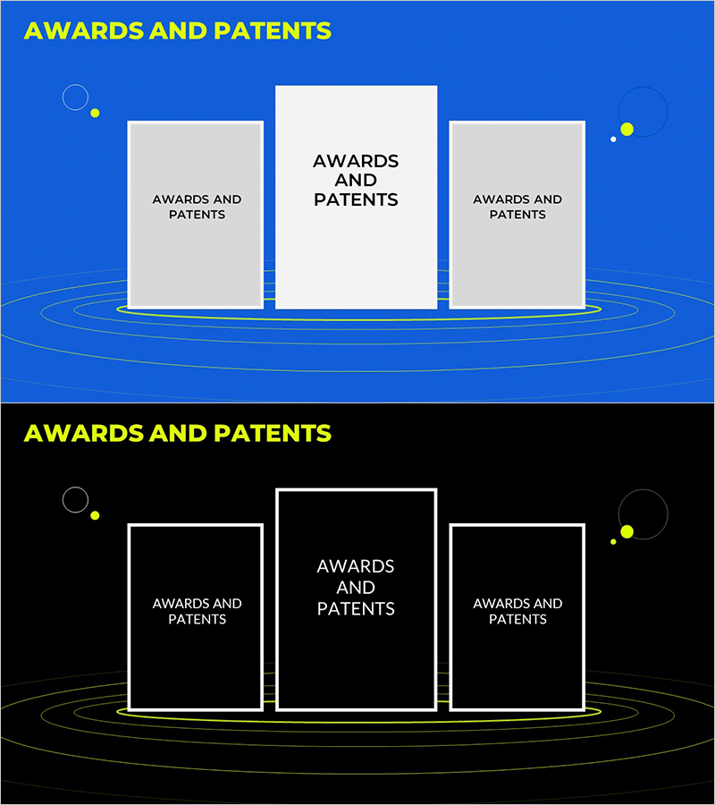 주요 수상 내역을 강조한 클러스터 슬라이드