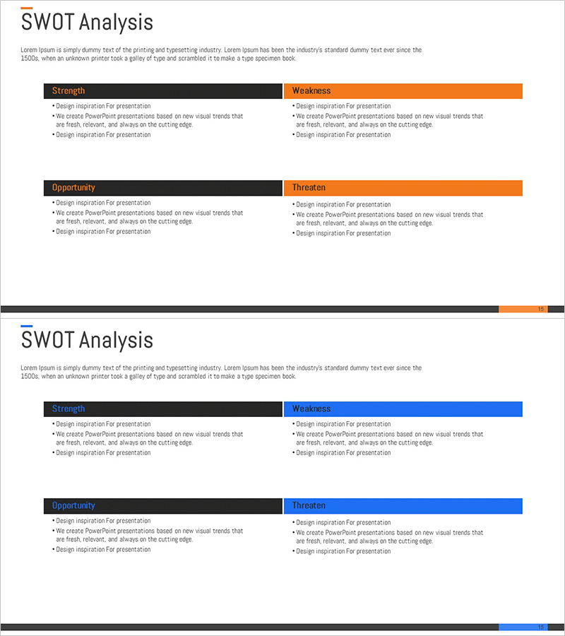 SWOT 분석 목록 슬라이드 – 혁신적인 시각화