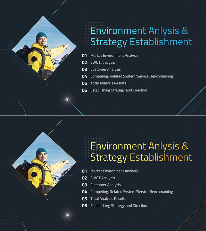 포토그래피 제안서 템플릿 간지 - 환경 분석 및 전략 수립