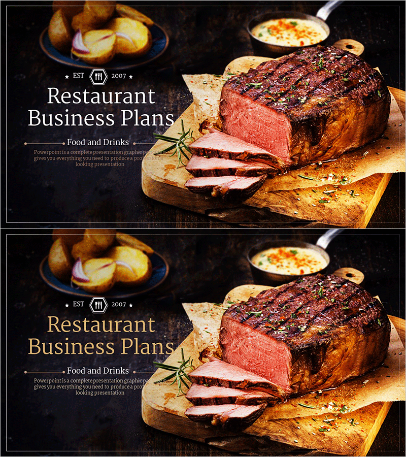 레스토랑 사업 계획 PPT 템플릿 표지 – 전문성과 신뢰