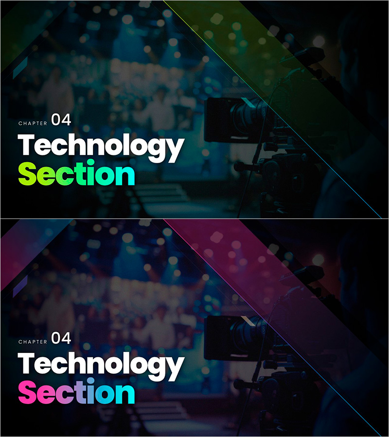 기술 섹션 인포그래픽 슬라이드 – 미래를 그린다