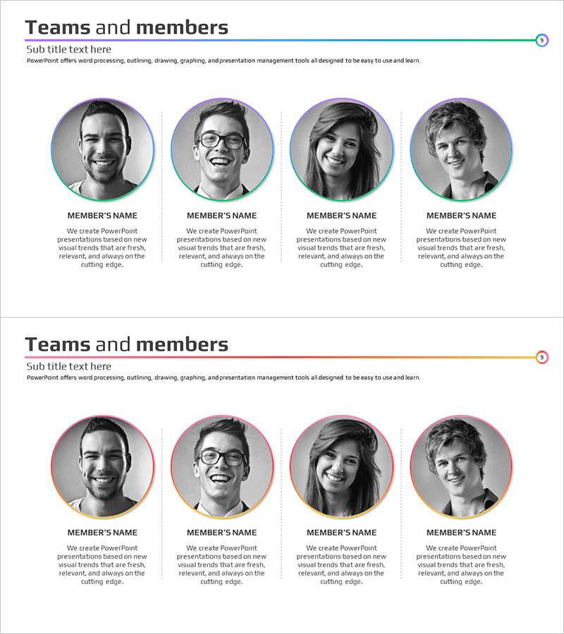 전문성 있는 팀 프로필 다이어그램 – 효과적인 맨파워 소개